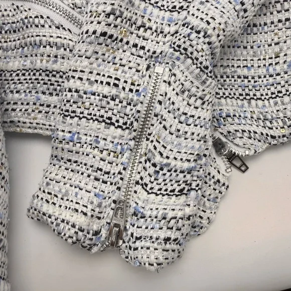 BlankNYC Tweed Fitted Zipper Moto Jacket Sz M - Picture 6 of 7